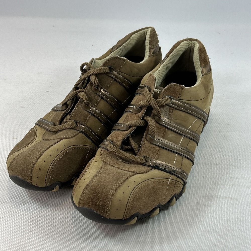 Skechers Bikers Patroller Brown Leather Sneakers Women's Sz 6.5 Y2K Casual Shoes